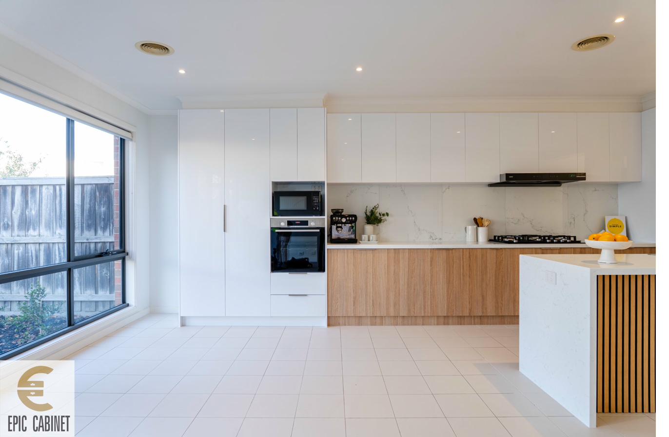 Mulgrave kitchen — vertical slatted island detail